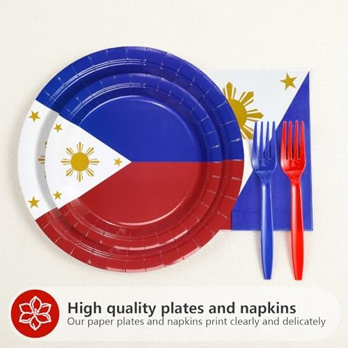 96Pcs Philippines Flag Independence Day Party Supplies Serves 24 - Image 2