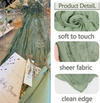 16 Pack Sage Green Cheesecloth Table Runner 20 x 120 inch Gauze Table Runners 10 FT Long,Semi Sheer Boho Cheese Cloth Fabric Table Runner Bulk for Wedding,Party,Baby Shower,Bridal Shower Decoration - Image 3
