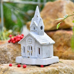 Sungmor Vintage Mini Church Cast Iron Tealight Lantern - Rustic White - Image 3