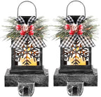 Therwen 2 Pcs Christmas Stocking Holders Lantern, LED, Snowflakes, Black by Therwen