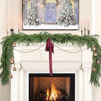 Christmas Decorations - 2pcs Christmas Garlands - 12ft(2 * 6ft) Norfolk Pine Garland Artificial Greenery Xmas Holiday Decor for Indoor Home Fireplace Mantle Table Stairs Railing Porch Door Farmhouse by Zesua