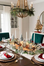 35" Champagne Christmas Centerpiece with Candle Holders, Magnolias Gold Christmas Balls Berries Leaves Branches Pine Cones Pine Needles for Xmas Table Decor, Holiday Candelabrum for Mantel Decorations - Image 4