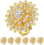 50 Pcs Gold Napkin Rings, Crystal Flower Holders for Holiday Table Setting by Geiserailie