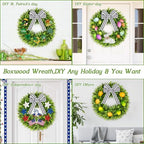 Vlorart 24" Large Boxwood Wreath for Front Door, Artificial Greenery Wreath with Plaid Bow, Full Lush Spring Summer Farmhouse Wall, Window & Wedding Decor - Image 4