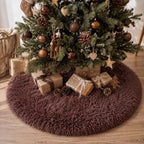 Chocolate Brown Faux Fur Christmas Tree Skirt 60 Inch Plush Tree Skirt - Image 3