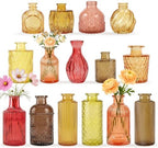 15 Pcs Amber Glass Bud Vases Bulk, Vintage Small Flower Vase Set by SUJUN