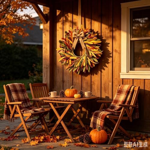 6 Pcs Small Fall Hanging Wreaths with Artificial Autumn Foliage Leaves Rustic Burlap Bow Mini Cabinet Wreath for Home Table Centerpieces Kitchen Farmhouse Thanksgiving Harvest Party Decor - Image 7