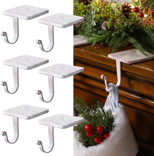 Tandefio 6 Pcs Christmas Stocking Holders for Mantle, Vintage White by Tandefio