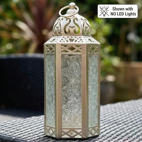 Vela Lanterns Decorative Indoor LED Candle Holder, White Gold, M, 2-Pack - Image 5