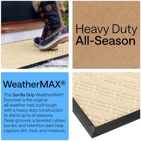 GORILLA GRIP WeatherMAX Door Mat, Indoor Outdoor Use, 47x35, Latte Modern - Image 3