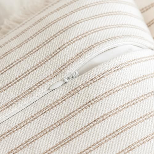 YEENAASY Throw Pillow Covers 22x22 Boho Striped Pillow Cases with Tassel - Image 3