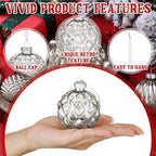 Jenaai 12 Pcs Christmas Silver Glass Ball Ornaments Vintage Tree Decoration - Image 3