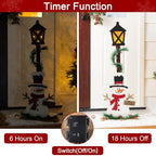 Glitzhome 36.75" H Lighted Christmas Snowman Porch Sign,Whimsical Wooden Porch Decor with Illuminated Street Lamp & Timer,Merry Christmas Sign for Holiday Front Porch Outdoor Decorations - Image 3