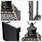Lanterns Decorative Indoor&Outdoor, 14.4'' Large Black Square Hanging Lanterns, Vintage Metal Candle Holder for Outdoor Patio Front Door Porch Wedding Party Decor - Image 5