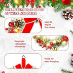 Ceenna 4 Pcs Pre-lit Artificial Christmas Wreaths 14 Inch Timer Lighted Christmas Wreaths with Bow Red Berries Pinecone Pine Needles 8 Model LED Light Xmas Wreath for Front Door Window Wall Holiday - Image 3