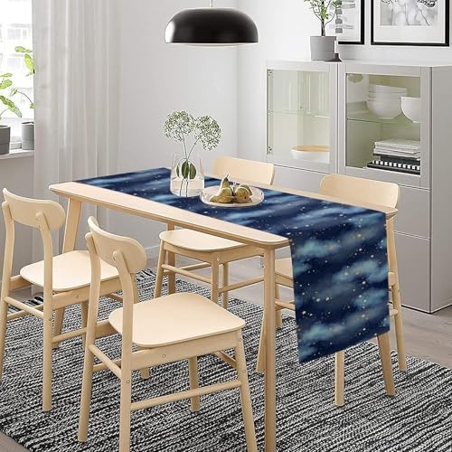 Cartoon Stars Clouds Table Runner Magic Space Cosmic Constellation Cotton Linen Table Runner Decoration for Kitchen Family Dinner Table Holiday Party Farmhouse Style 13x120in - Image 3