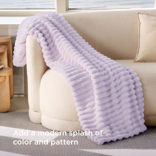 Bedsure Soft Throw Blanket for Couch Decor Gifts Lavender Fog 50"x70" - Image 3