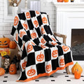 Buryeah Halloween Pumpkin Knit Throw Blanket, 50 x 60 Inch Grimace Reversible Knitted Throw Blanket, Cozy Lightweight Soft Gift for Couch Sofa Bed by Buryeah
