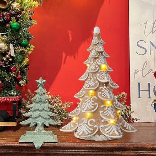 Cynkeyee Gingerbread Christmas Decorations Tree - Christmas Decoration Indoor with Lights Party Decorations Xmas Decor for Women Table Centerpiece 6.5x4.5x10 Inch - Image 2