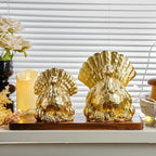 FESTGLOX Thanksgiving Turkey Decor, Gold Resin Turkey Figurine Table Decor - Image 2