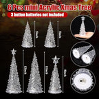 Glooglitter 5 Pcs Acrylic LED Christmas Tree, 12'',11'', 8'', 5'' - Image 2