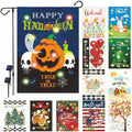 12 Pcs Double Sided Solar LED Seasonal Garden Flags - 12x18 Inch Waterproof Burlap Yard Flags for Patio Lawn Yard Porch Decor (Color 1) by TTXXLL