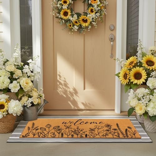 Tinideya 2 Pcs Large Wildflowers Layered Doormat Floral Front Door Mat - Image 6