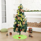 Gemscream 31 Pcs Lime Green Christmas Tree Decorations Includes Red Green Bows Toppers and Christmas Ball Ornaments and 30.7 Inch Tree Skirt Feather Picks for DIY Xmas Trees Hanging Decor - Image 6