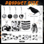 Halfchet 43 Pcs Halloween Hanging Tree Ornaments Decorations Skeleton Skull Ghost Realistic Crow Ball Hanging Ribbon Spider for Halloween Party - Image 3