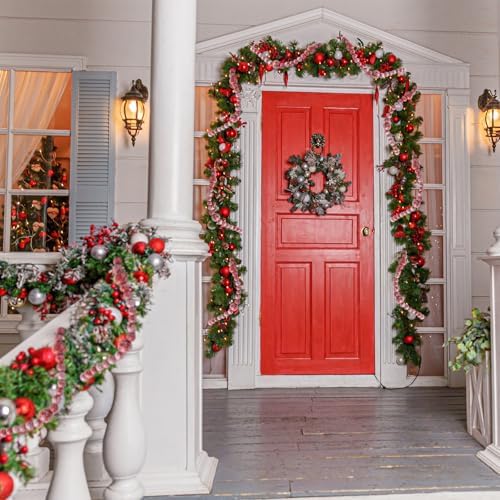 48Ft Christmas Wood Bead Garland Rustic Holiday Decor (Vintage Red Beads) - Image 7