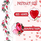 Suncalla 6 ft Valentine Day Garland with Rose Tulips Flowers Heart Berries - Image 2
