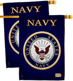 Breeze Decor Navy House Flag - 2 pcs Pack Armed Forces USN Seabee United State American Military Veteran Retire Official - Decoration Banner Small Garden Yard Gift Double-Sided Made in USA 28 X 40 by Breeze+Decor