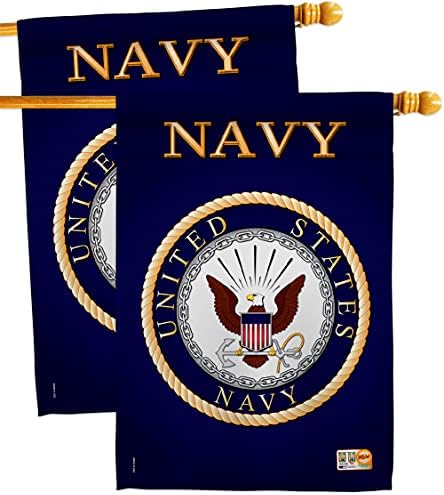Breeze Decor Navy House Flag - 2 pcs Pack Armed Forces USN Seabee United State American Military Veteran Retire Official - Decoration Banner Small Garden Yard Gift Double-Sided Made in USA 28 X 40 by Breeze+Decor