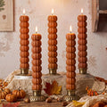 Conelist 5 Pcs Pumpkin Taper Candles Autumn Halloween Gifts, Warm Brown by Conelist