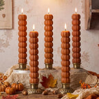 Conelist 5 Pcs Pumpkin Taper Candles Autumn Halloween Gifts, Warm Brown by Conelist
