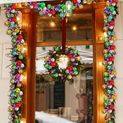 2 Pcs 6 ft Christmas Ball Ornament Garland, Colorful - Image 4