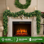 9 FT Artificial Norfolk Pine Garlands with Lights, Pre-Lit Christmas Garland, Real Touch Pine Artificial Faux Greenery Garland for Table, Mantle, Wall, Indoor, Outdoor Christmas Decorations - Image 2