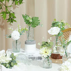 FoldTier 108 Pcs Artificial Flowers in Vase 96 Pcs Faux Greenery Stem Table Centerpiece Fake Plants Silk Roses Arrangement 12 Pcs Glass Vase Sets for Wedding Bathroom Home Dining Decor(Clear) - Image 6