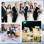 Hotop 24 Pcs Artificial Flowers Centerpiece for Tables 13 in, Dark Blue - Image 5