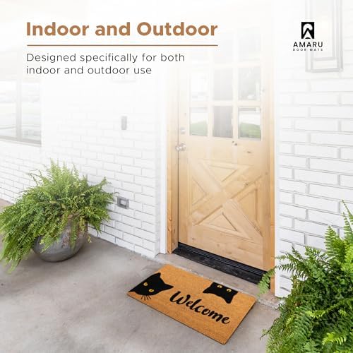 Coir Welcome Mat, Non-Slip, Welcome Cats, 17 x 29 in - Image 4