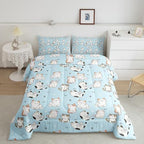 Erosebridal Cat Duvet Insert King, Kawaii Garfield Cat Bedding Set for Kids Boys Girls, Paw Print Love Heart Comforter Set, Cartoon Animals Soft Quilt 3 Pieces, Blue - Image 2