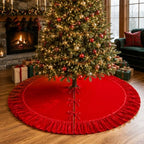 72 Inch Velvet Christmas Tree Skirt Vintage Red Tree Skirt - Image 6