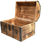 Vintiquewise Wooden Treasure Chest Trunk Vintage-Style Storage Box with Leather Straps Brass Rivets Lion Head Ornaments & Latch Closure Decorative Accent and Functional Organizer for Home Décor, Small - Image 4