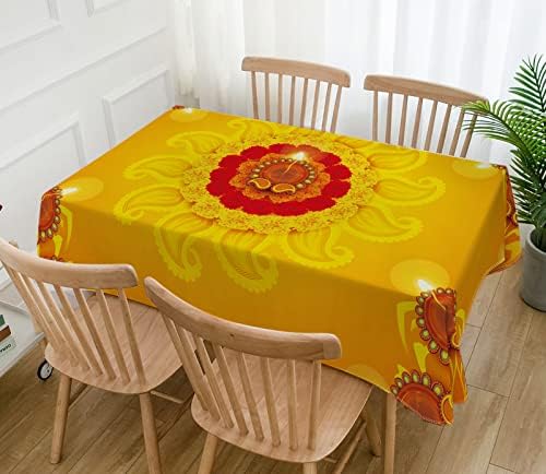 Hafangry Diwali Tablecloth Indian Diwali Decorations for Home Festival of Lights Deepavali Party Supply Kitchen Dining Room Decor (60" x 84") (Pack of 2) - Image 2