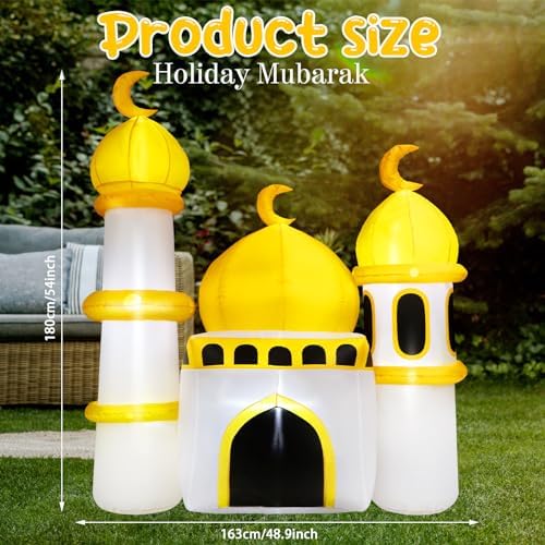 Gemscream 5.9FT Ramadan Inflatable Outdoor Decorations Moon Eid Mubarak Inflatables Blow up Muslim Holy Celebration Decor with LED Lights Muslim Islamic Blow up for Holidays Yard(Classic) - Image 2