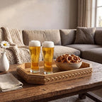 Wood Rustic Decorative Tray with Braided Farmhouse Wooden Serving Tray - Image 6