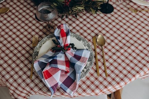 Red White and Blue Cloth Napkins - Reusable Patriotic Cloth Napkins - 100% Cotton 4th of July Napkins, 12-Pack, 20"x20", Patriotic Decor Napkins for Summer BBQs (Red, Blue & White) - Image 3
