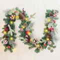 WANNA-CUL Pre-Lit 6ft Red White Christmas Garland with 30 LED Lights by WANNA-CUL