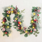 WANNA-CUL Pre-Lit 6ft Red White Christmas Garland with 30 LED Lights by WANNA-CUL