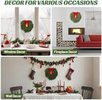 24" Norfolk Pine Wreath, Artificial Christmas Wreaths, Real Touch Green Winter Garland for Front Door Wall Indoor Outdoor Christmas Holiday Decor, with Bow & Bell, FF12 - Image 6